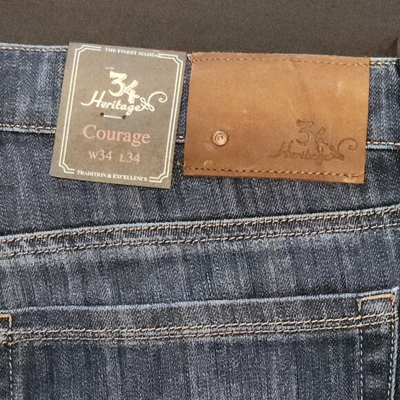 Heritage NWT Cotton Blend Courage Five Pocket Jeans Size 34x34 Blue Denim - Picture 8 of 16